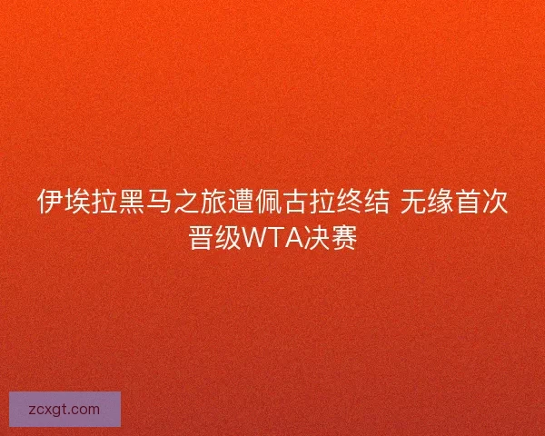 伊埃拉黑马之旅遭佩古拉终结 无缘首次晋级WTA决赛 伊埃拉黑马之旅遭佩古拉终结 无缘首次晋级WTA决赛