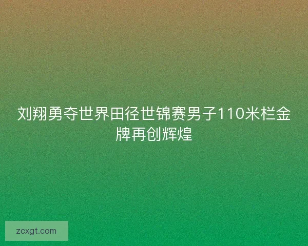 刘翔勇夺世界田径世锦赛男子110米栏金牌再创辉煌