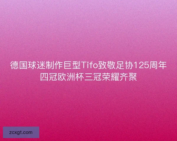 德国球迷制作巨型Tifo致敬足协125周年四冠欧洲杯三冠荣耀齐聚