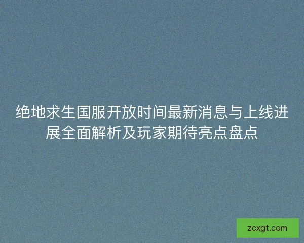 绝地求生国服开放时间最新消息与上线进展全面解析及玩家期待亮点盘点