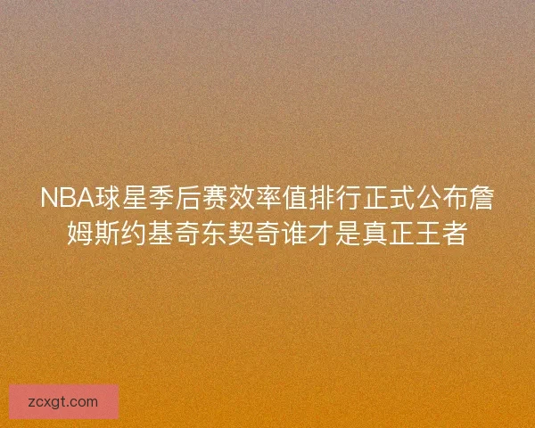 NBA球星季后赛效率值排行正式公布詹姆斯约基奇东契奇谁才是真正王者