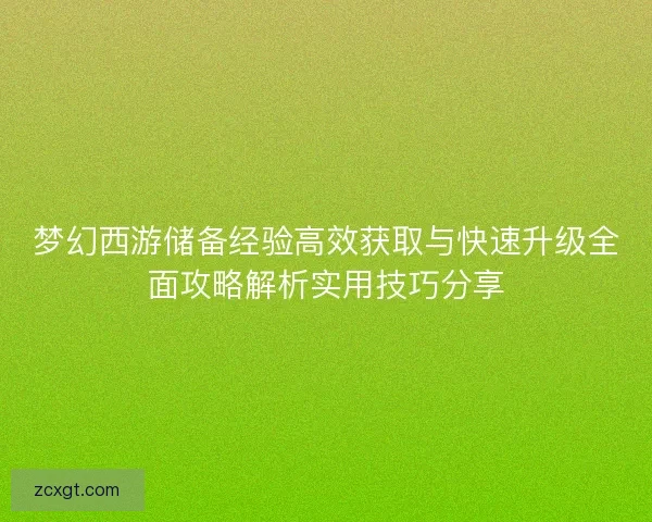 梦幻西游储备经验高效获取与快速升级全面攻略解析实用技巧分享 梦幻西游储备经验高效获取与快速升级全面攻略解析实用技巧分享